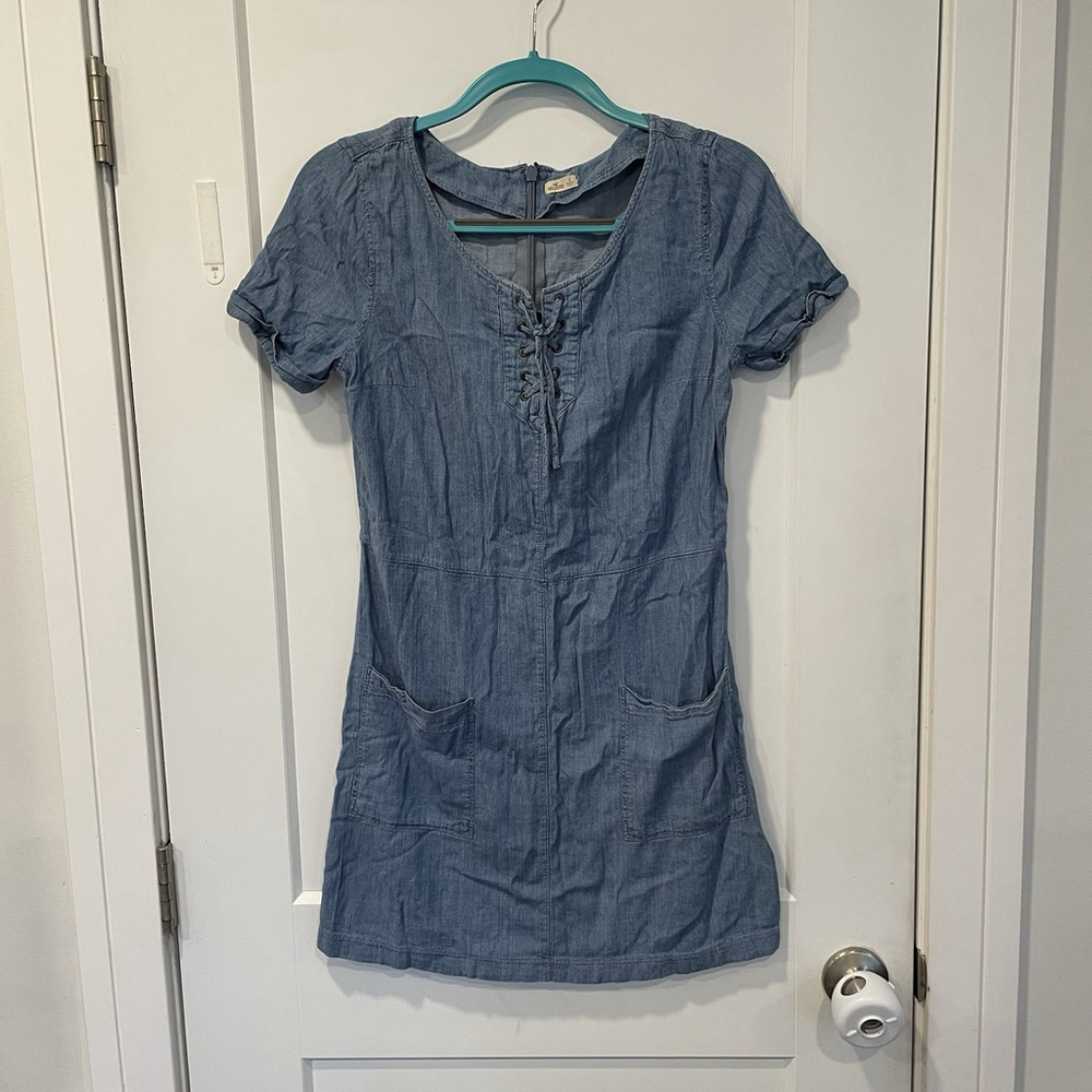 Hollister Denim Mini Dress - Size M Womens - Picture 2 of 10